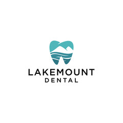 Wall Mural - mountain lake dental logo design with river water vector