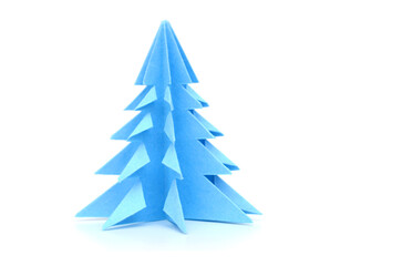 Wall Mural - A blue paper christmas tree