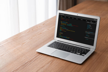 Software development programming on computer screen for modish application and program coding