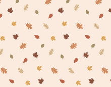 Autumn Leaves Seamless Fully Customizable Pattern Swatch Vector Scalable Light Beige Background