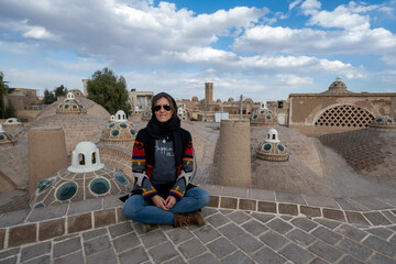 The Arab architecture of Kashan in Iran, the city where the legend says the Magi left for Bethlehem. Woman in a hamman roof