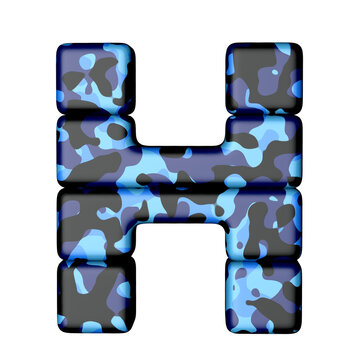 Letters in blue camouflage. capital letter h