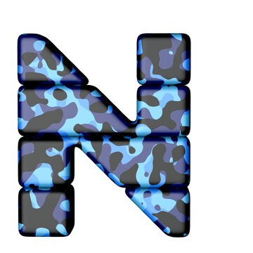 Letters in blue camouflage. capital letter n