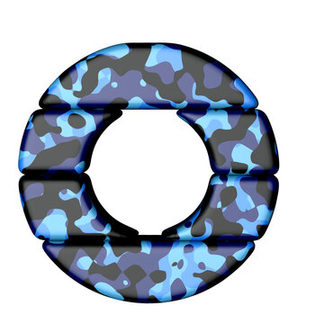 Letters in blue camouflage. capital letter o
