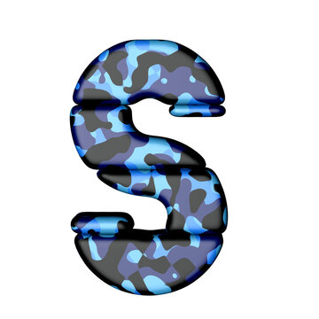 Letters in blue camouflage. capital letter s