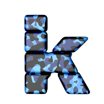 Letters in blue camouflage. letter k