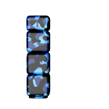 Letters in blue camouflage. letter l