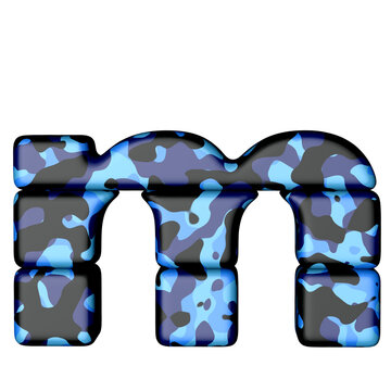 Letters in blue camouflage. letter m