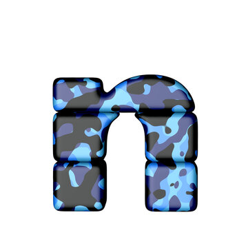 Letters in blue camouflage. letter n