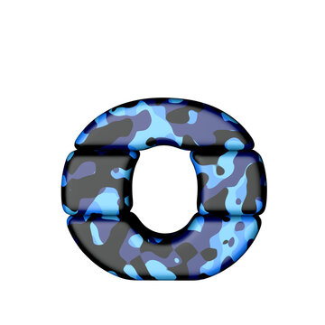 Letters in blue camouflage. letter o
