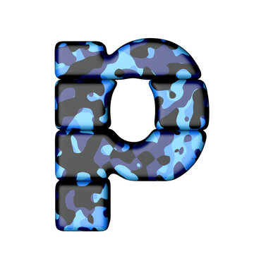 Letters in blue camouflage. letter p