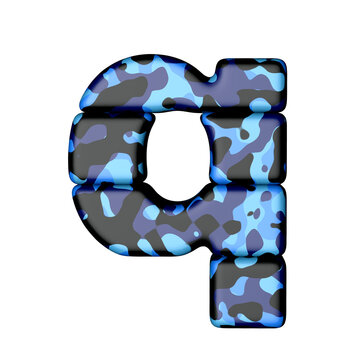 Letters in blue camouflage. letter q