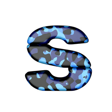 Letters in blue camouflage. letter s