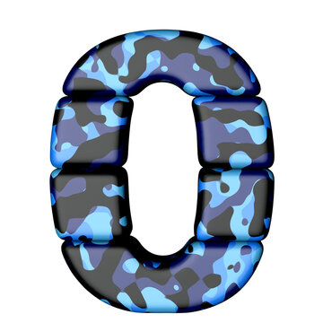 Numbers in blue camouflage. number 0