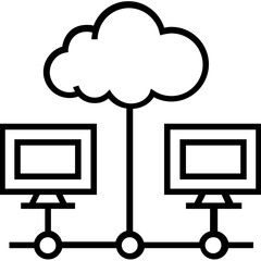 Wall Mural - Cloud Storage Line Vector Icon