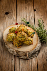 Canvas Print - potato vegetarian meatballs with rosemary