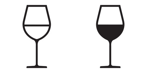 Fototapete - ofvs129 OutlineFilledVectorSign ofvs - wine glass vector icon . cabernet sauvignon . isolated transparent . black outline and filled version . AI 10 / EPS 10 . g11468