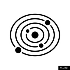 Poster - Solar system vector icon in line style design for website, app, UI, isolated on white background. Editable stroke. Vector illustration.