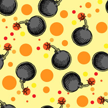 Bomb Vector Seamless Pattern For Print Or Web Design