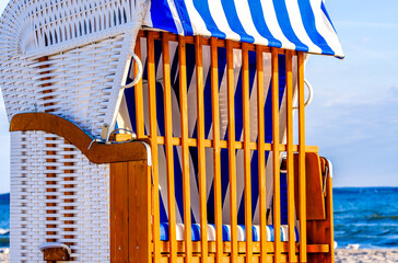 Poster - typical hooded beach chair at the baltic sea