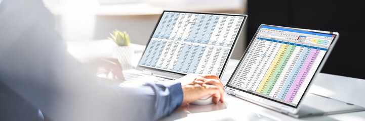Poster - Analyst Working With Spreadsheet Business Data