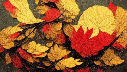 Wall Mural - abstract design of stylized autumn leaves. decorative seasonal fall background. 3d illustration.