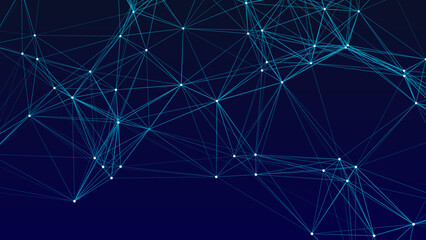 Poster - network connection structure. abstract blue background with moving dots and lines. futuristic illust