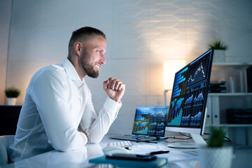 Aufkleber - Excited Business Analyst Using Data Dashboard On Computer