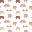 © Александра Кириченко - Different doodle multicultural woman breast vector seamless pattern. Hand drawn woman breast pattern