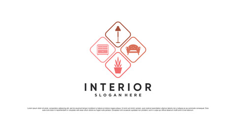 Interior furniture logo design inspiration for business property with creative concept Premium Vector