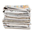 Pile of generic newspapers isolated cut out