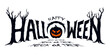 Black and white Halloween typography poster Banner with Pumpkin Vector Illustration