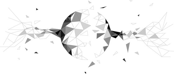 Poster - Vector Wireframe polygonal lines Connect dot Geometric sphere isolated on white background. Concept of Big Data and data transformation.