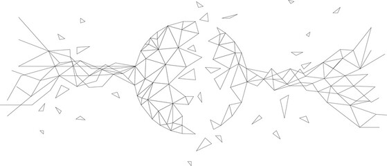 Poster - Vector Wireframe polygonal lines Connect dot Geometric sphere isolated on white background. Concept of Big Data and data transformation.