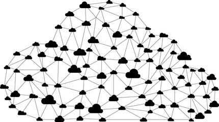 Poster - Cloud computing concept polygon dot connected line : Concept of cloud server, Storage and data