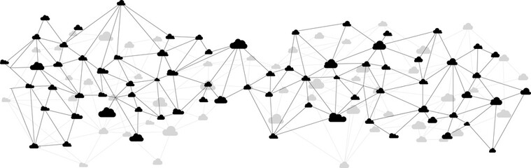 Poster - Cloud computing concept polygon dot connected line : Concept of cloud server, Storage and data