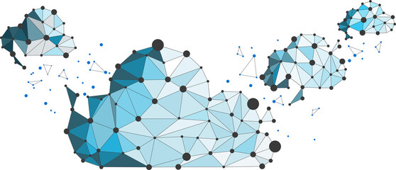 Poster - Cloud polygon dot connected line : Concept of cloud server, Storage and data