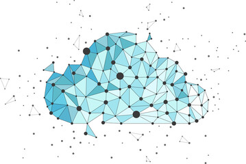 Poster - Cloud polygon dot connected line : Concept of cloud server, Storage and data
