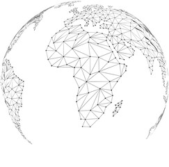 Poster - Globe 3D World map wireframe dot connect line polygon : concept of Digital network