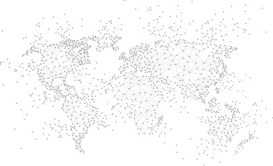Poster - World map dot connection line polygon: concept of digital world, Data connection