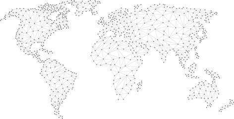  World map dot connection line polygon: concept of digital world, Data connection