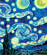 The Starry Night - Vincent Van Gogh Painting. Vector
