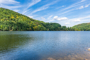 Wall Mural - Lake Rursee, In the middle of the Eifel National Park, surrounded by unique natural scenery and unspoilt nature