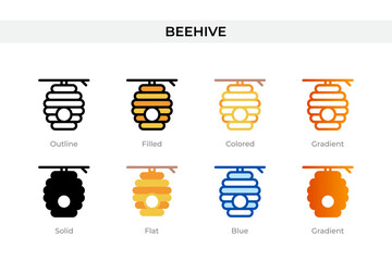 Poster - beehive icon in different style. beehive vector icons designed in outline, solid, colored, filled, gradient, and flat style. Symbol, logo illustration. Vector illustration