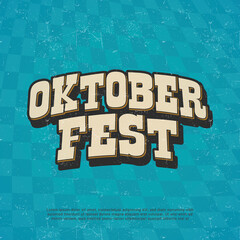 Willkommen zum Oktoberfest vector banner poster. Illustration with brush lettering typography and blue white checkered pattern background. Festive design concept for Bavarian beer festival