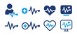 Lifeline icon set. Heartbeat with pulse symbol vector illustration.