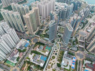 Sticker - Tseung Kwan O, Hong Kong Top view of Hong Kong city