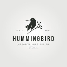 Hummingbird Logo Vector Icon Symbol Illustration Design, Little Bird Silhouette Logo Design