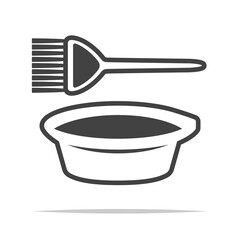 Hair dye brush and bowl icon transparent vector isolated