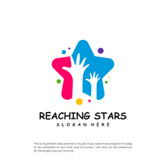 Canvas Print - Reaching Stars Logo Design Template. Dream star logo vector. Emblem, Colorful, Creative Icon Symbol